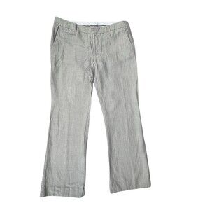 Gap Hip Slung Fit Cotton Linen Pants Womens Size 10 Gray Herringbone
